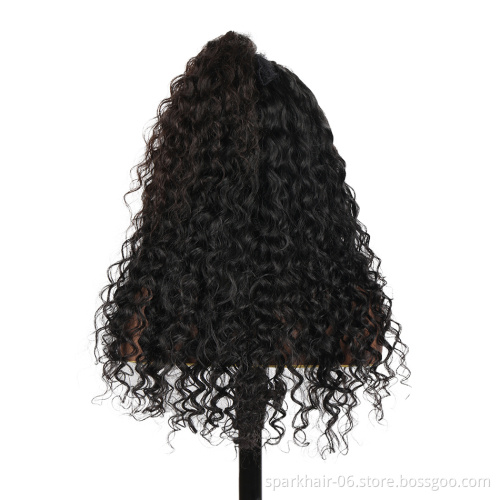 SPARK Unprocessed Brazilian Human Hair Lace Closure Wig Deep Curly Virgin Cuticle Aligned Full Swiss Lace 100% Human Hair Wig
